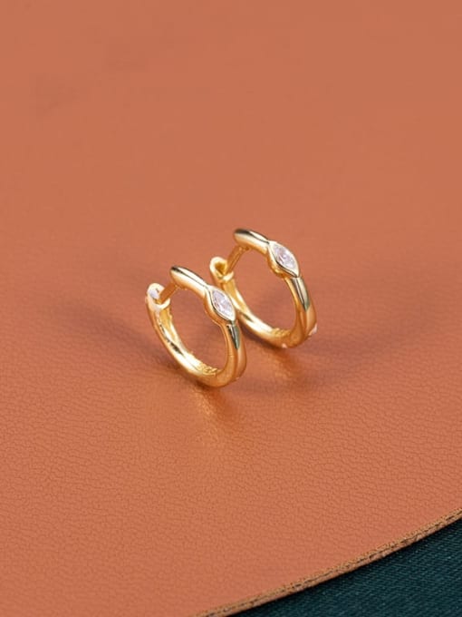 ES2287 [Gold] 925 Sterling Silver Cubic Zirconia Geometric Minimalist Huggie Earring